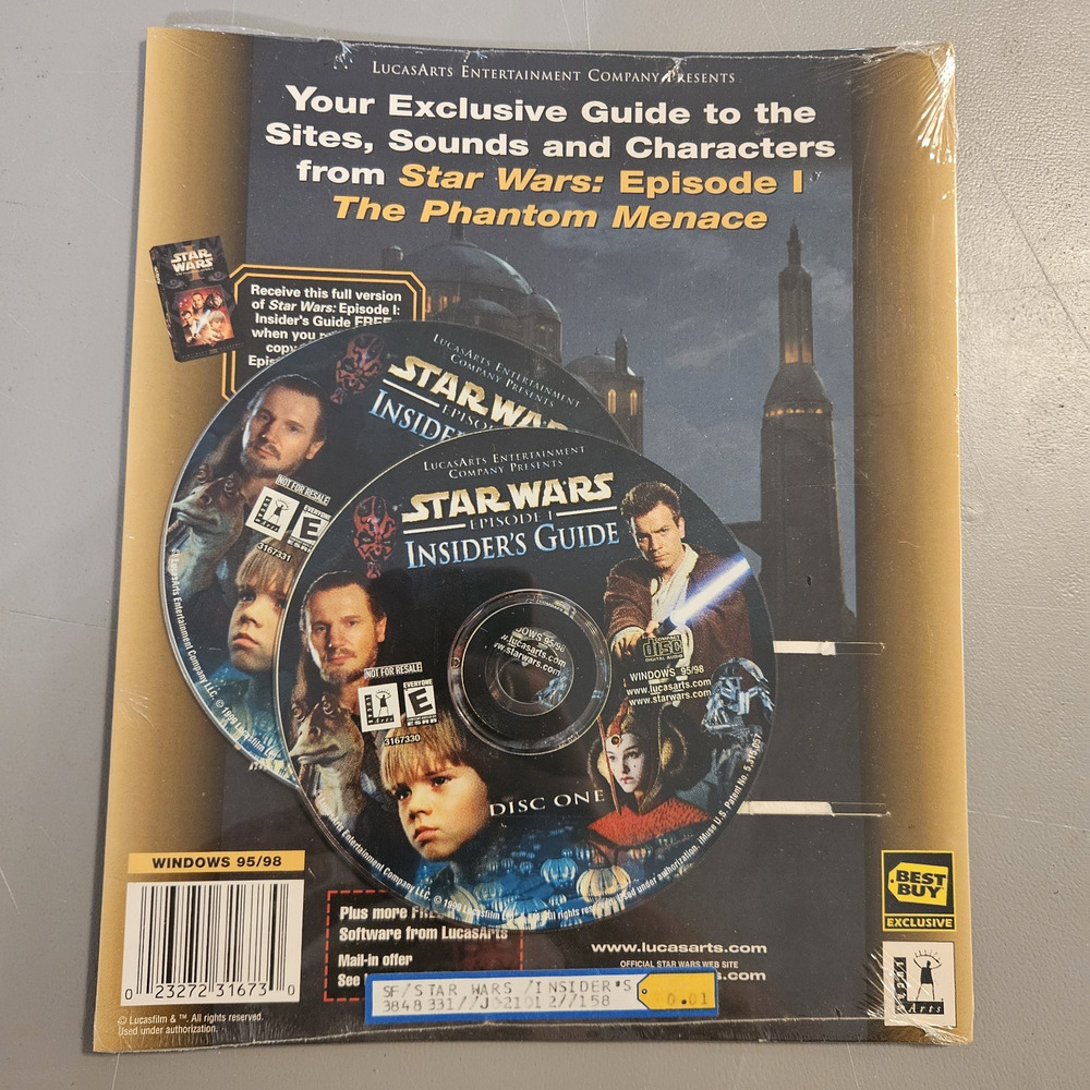 Star Wars Episode 1 Phantom Menace Best Buy Insiders Guide 2 disc Windows 95 98‎